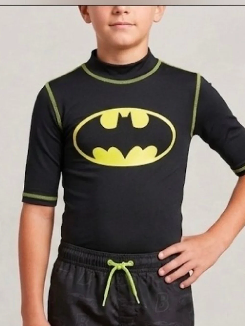 Batman Black and Yellow Logo Rash Guard-Size XS